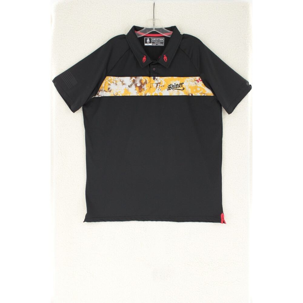 Kryptek X Shiner Polo Shirt Mens XL Black Raid Camo Short Sleeve Performance